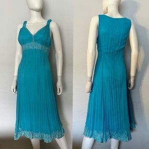 NWT POLEN POE MIDI DRESS CHIFFON LINED‎ PLEATED SUMMER GOWN